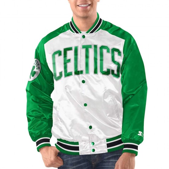 White/Kelly Green Boston Celtics Renegade Varsity Satin Jacket