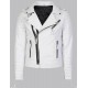 White Leather Biker Jacket Mens Double Breast Style