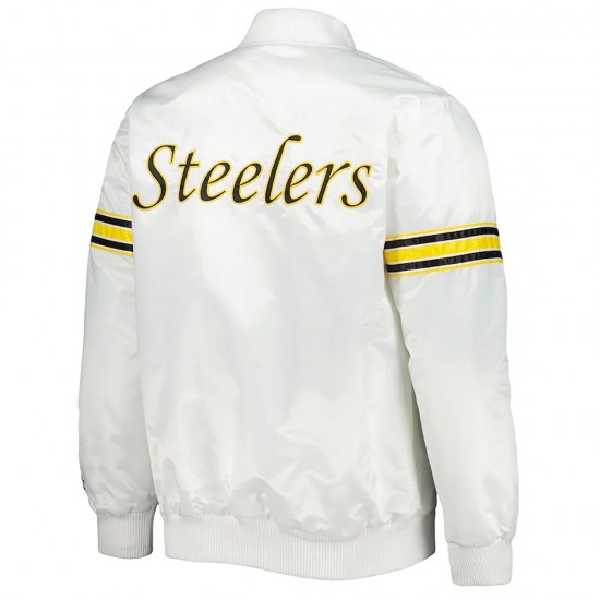 White Pittsburgh Steelers The Power Forward Satin Jacket