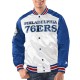 White/Royal Philadelphia 76ers Renegade Varsity Satin Jacket