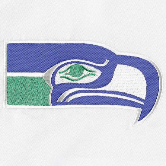 White Seattle Seahawks The Power Forward Satin Jacket