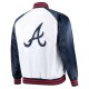 White and Navy Clean-Up Hitter Atlanta Braves Satin Jacket