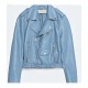 Women’s Baby Blue Motorcycle Leather Jacket