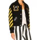 Women’s Off-White Virgil Abloh Varsity Jacket with Yellow Striped Sleeves