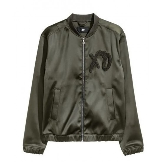 XO Bomber Green Satin Jacket