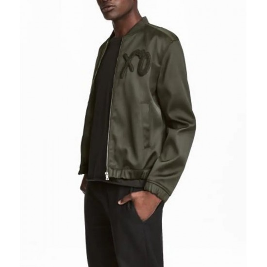 XO Bomber Green Satin Jacket