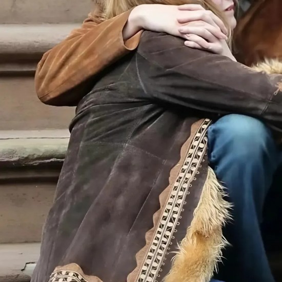 A Complete Unknown Elle Fanning Brown Jacket