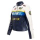 All Star Game 2024 Eggshell White and Midnight Navy Blue Leather Jacket