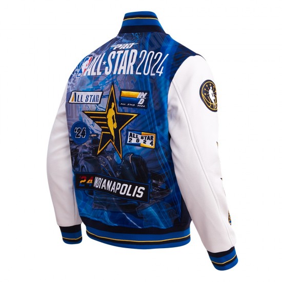 All Star Game 2024 Men's Wool Varsity Jacket Midnight Navy Blue