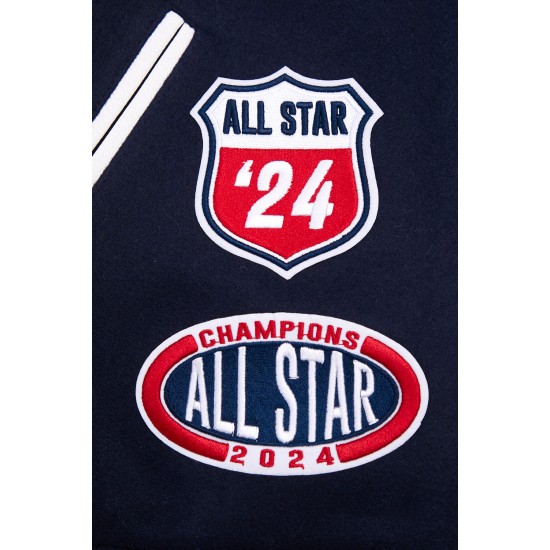 All Star Game 2024 Men's Wool Varsity Jacket Midnight Navy Blue