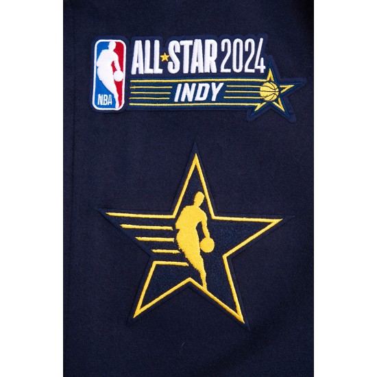 All Star Game 2024 Men's Wool Varsity Jacket Midnight Navy Blue