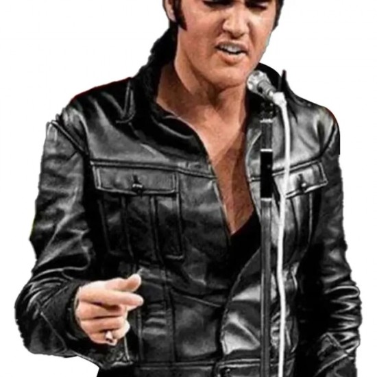 American Singer Elvis Presley Black Leather Jacket