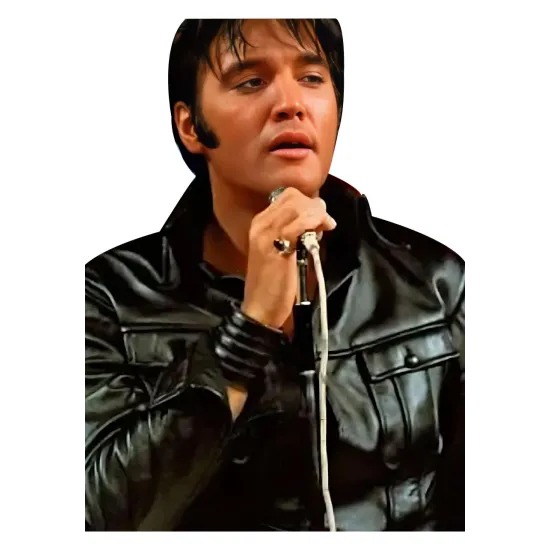 American Singer Elvis Presley Black Leather Jacket