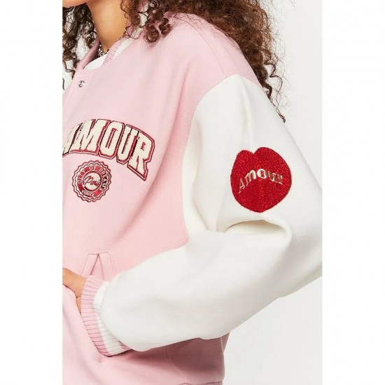 Amour Paris Pink Varsity Jacket