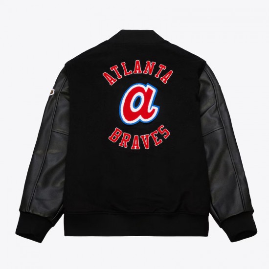 Atlanta Braves Black Out Vintage Logo Varsity Jacket