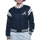 Atlanta Braves Printed Logo Navy Varsity Satin Jacket