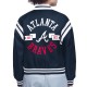 Atlanta Braves Printed Logo Navy Varsity Satin Jacket