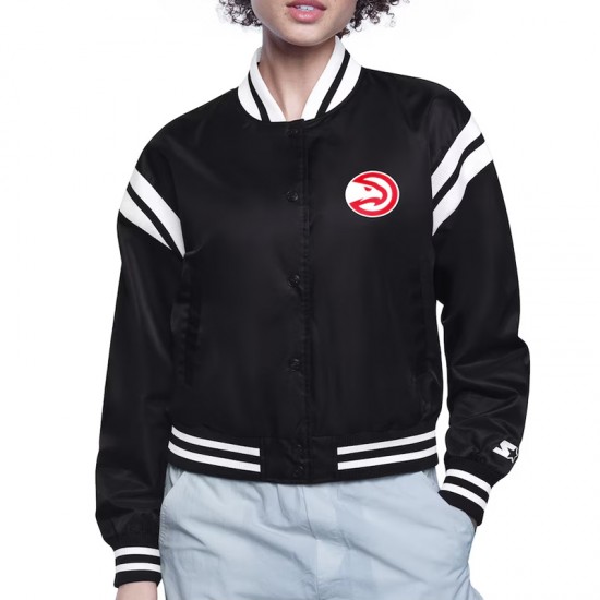 Atlanta Hawks Printed Logo Varsity Satin Jacket