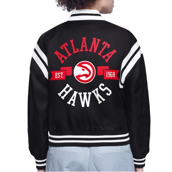 Atlanta Hawks Printed Logo Varsity Satin Jacket