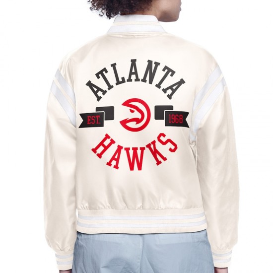 Atlanta Hawks Printed Logo Varsity Satin Jacket