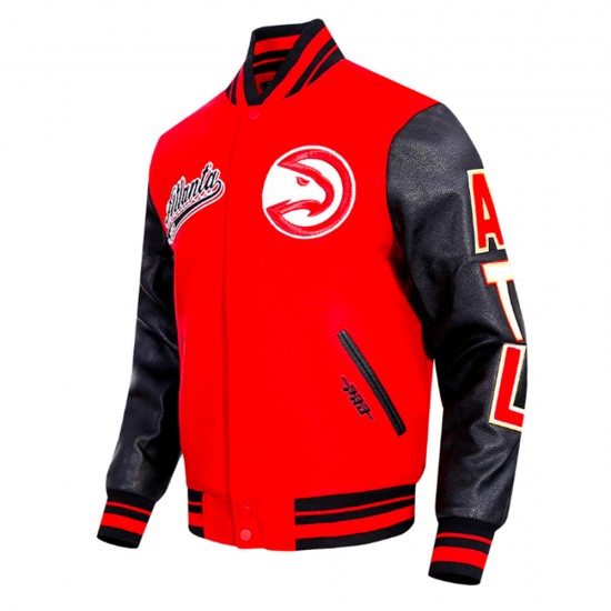 Atlanta Hawks Script Tail Classic Rib Varsity Jacket