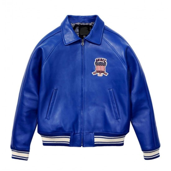 Avirex Icon Blue Bomber Leather  Jacket