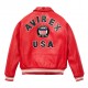 Avirex Icon Red Bomber Leather  Jacket