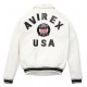 Avirex Icon White Bomber Leather  Jacket