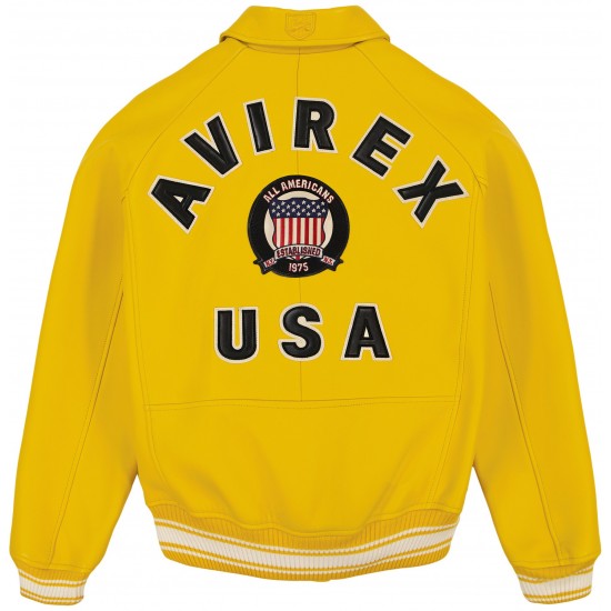 Avirex Icon Yellow Bomber Leather  Jacket