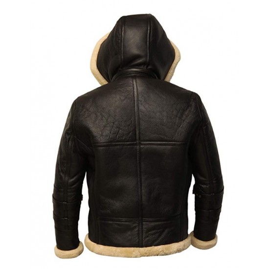 B3 Shearling Removable Hood Black Jacket