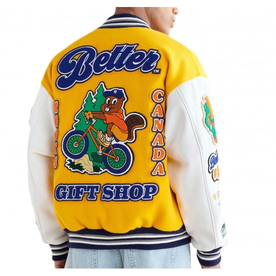 Better Gift Shop Buddy Yellow and White Varsity Jacket