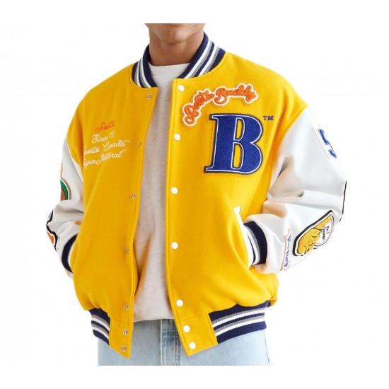 Better Gift Shop Buddy Yellow and White Varsity Jacket