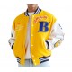 Better Gift Shop Buddy Yellow and White Varsity Jacket