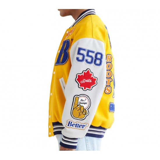 Better Gift Shop Buddy Yellow and White Varsity Jacket