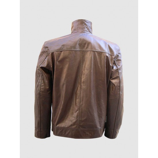 Biker Leather Jacket in Brown