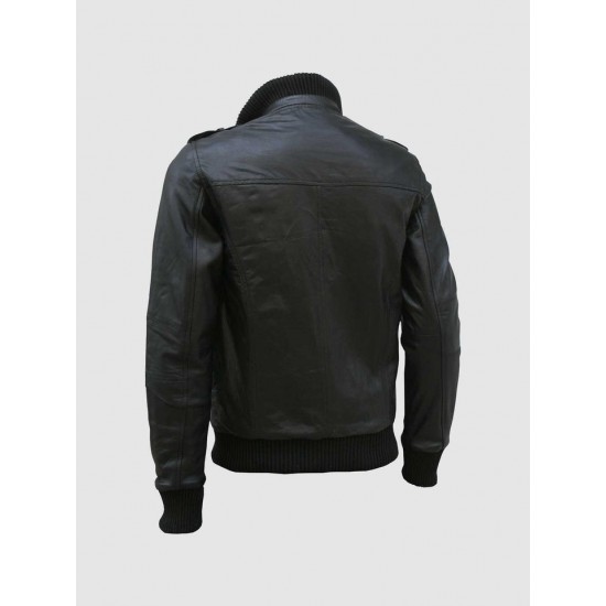 Black Bomber Leather Jacket