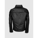 Black Leather Jacket for Men with Folded Collar