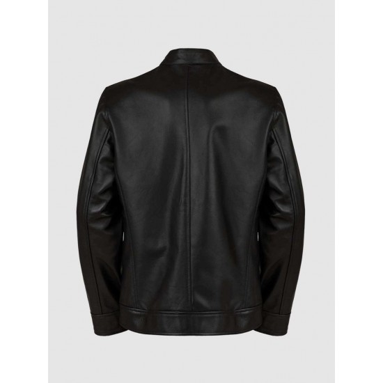 Black Leather Jacket with 4 Pockets