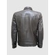 Black Leather Jacket with Classic Zipper