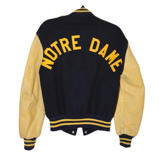 Black/Tan Fighting Irish Notre Dame Varsity Jacket