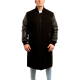 Black Wool Body & Black Leather Sleeves Letterman Coat