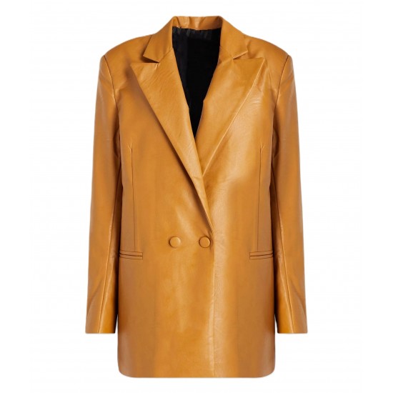 Blake Lively It Ends With Us Real Leather Mustard Coat