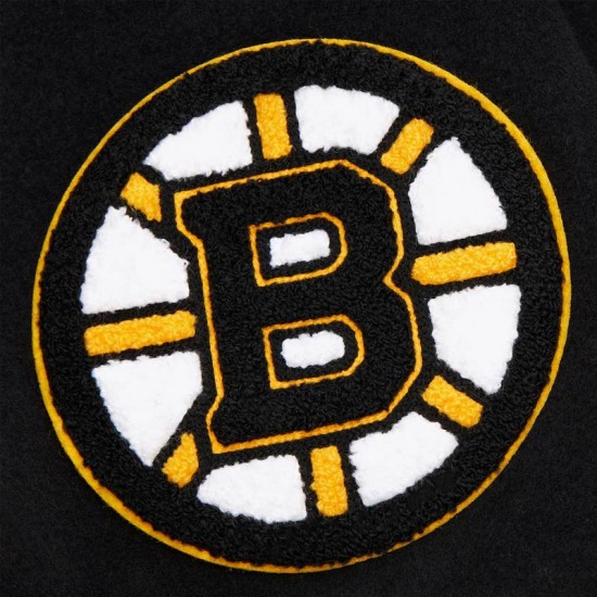 Boston Bruins Black Out Team Logo Varsity Jacket