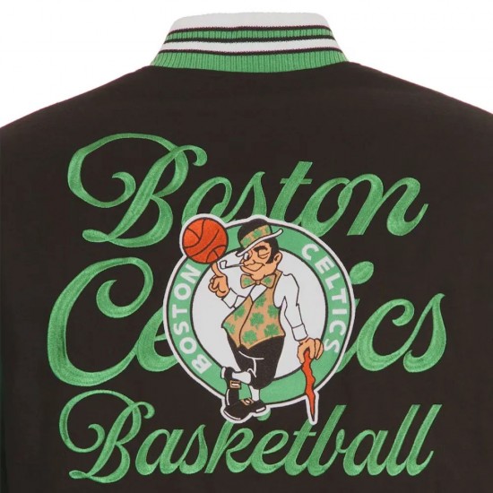 Boston Celtics Black and Green Varsity Wool Jacket