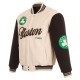 Boston Celtics Cream and Black Varsity Jacket