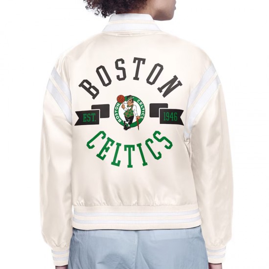 Boston Celtics Printed Logo Varsity Satin Jacket