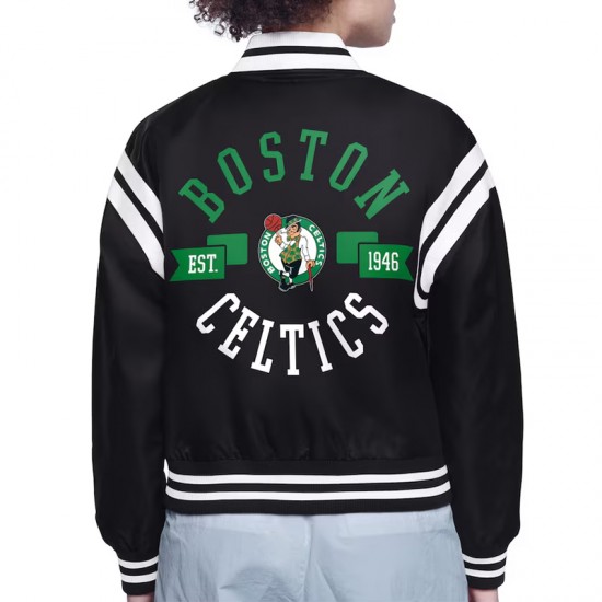 Boston Celtics Printed Logo Varsity Satin Jacket