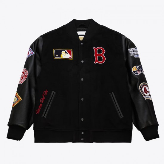 Boston Red Sox Black Out Vintage Logo Varsity Jacket