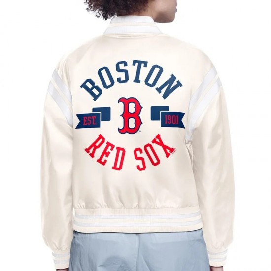 Boston Red Sox Printed Logo Varsity Satin Jacket