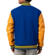 Bright Royal Body & Bright Gold Leather Sleeves Letterman Jacket